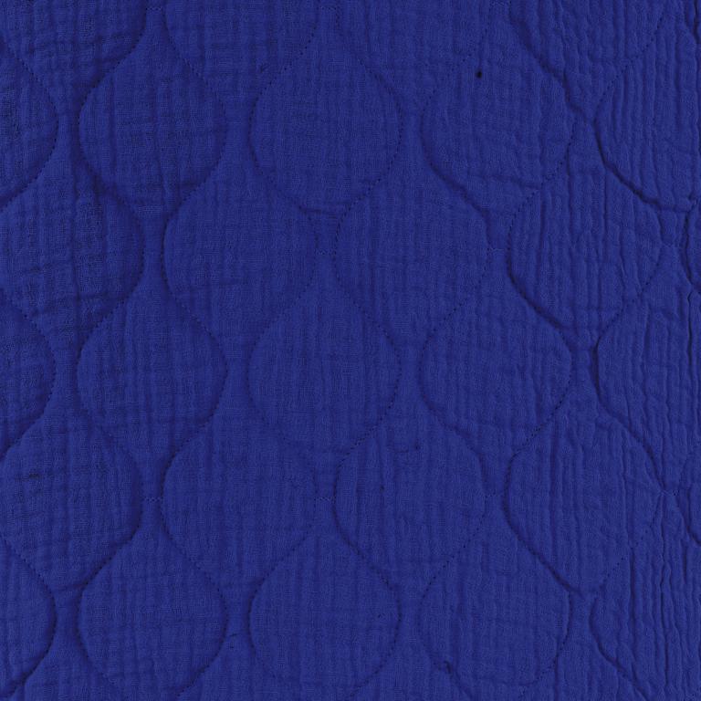 Tissu Coton Double Gaze Matelassé Wavy Bleu