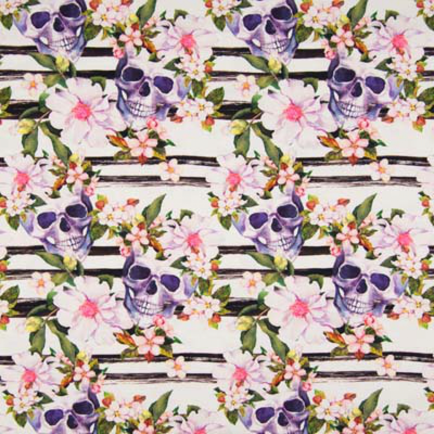 Jersey coton Skulls Stripe Violet