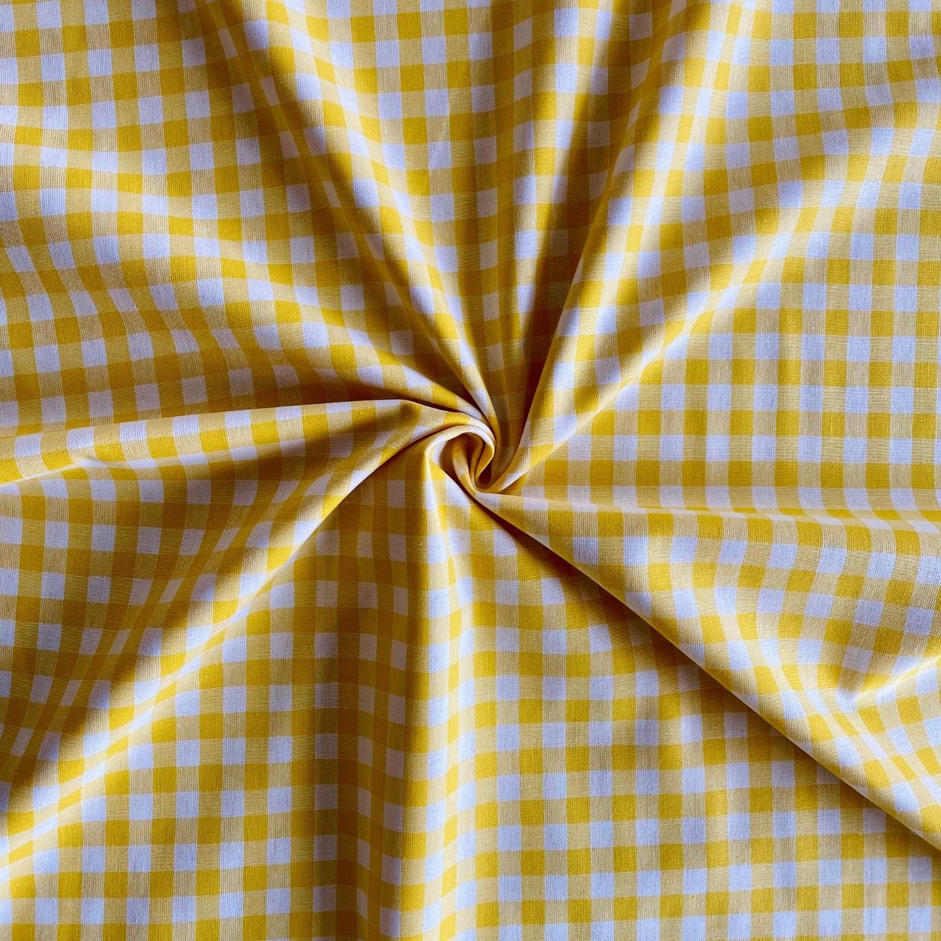 Tissu coton vichy JAUNE - 1 coupon de 70 cm