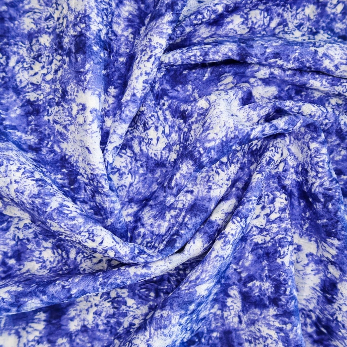 Tissu coton Seersucker Tie&Dye BLEU