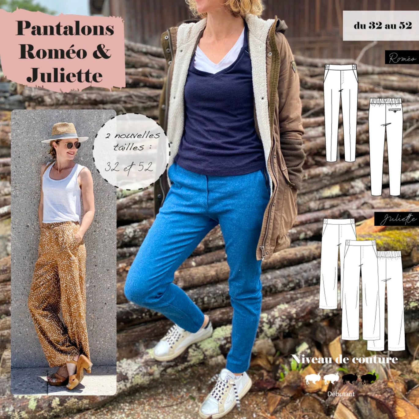 Patron Pantalons Roméo & Juliette de Super Bison du 32 au 52