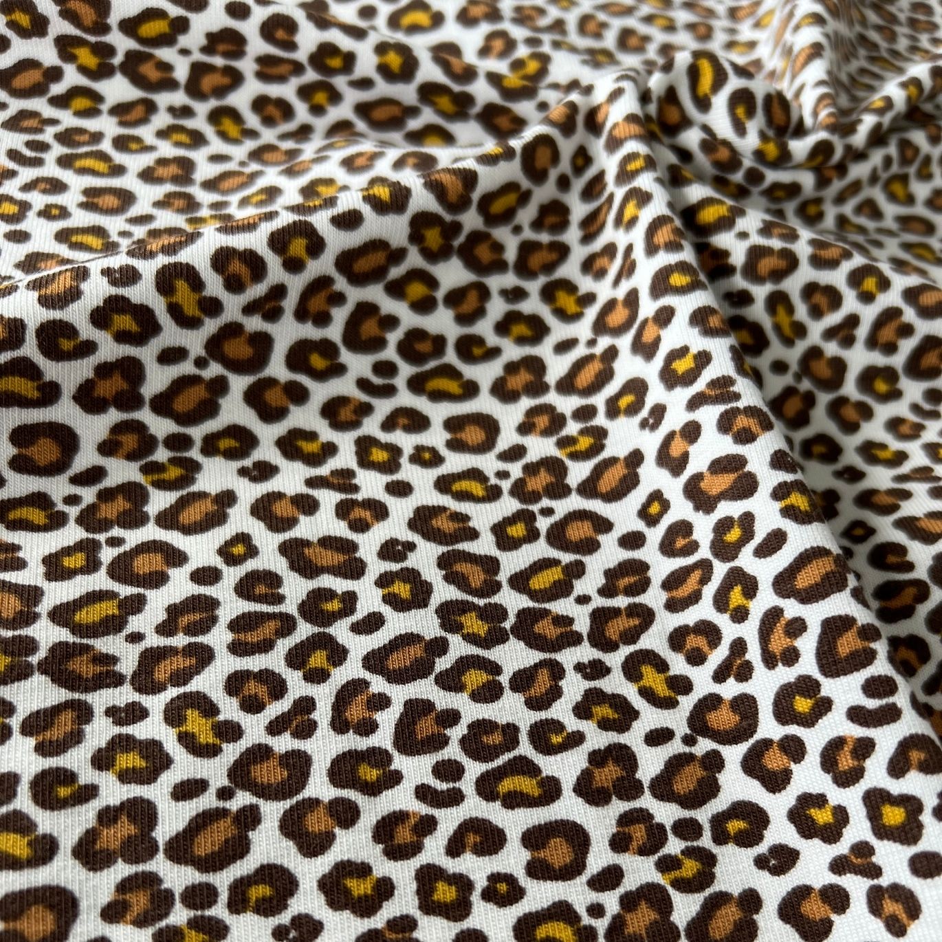 Jersey de coton bio print léopard Ecru