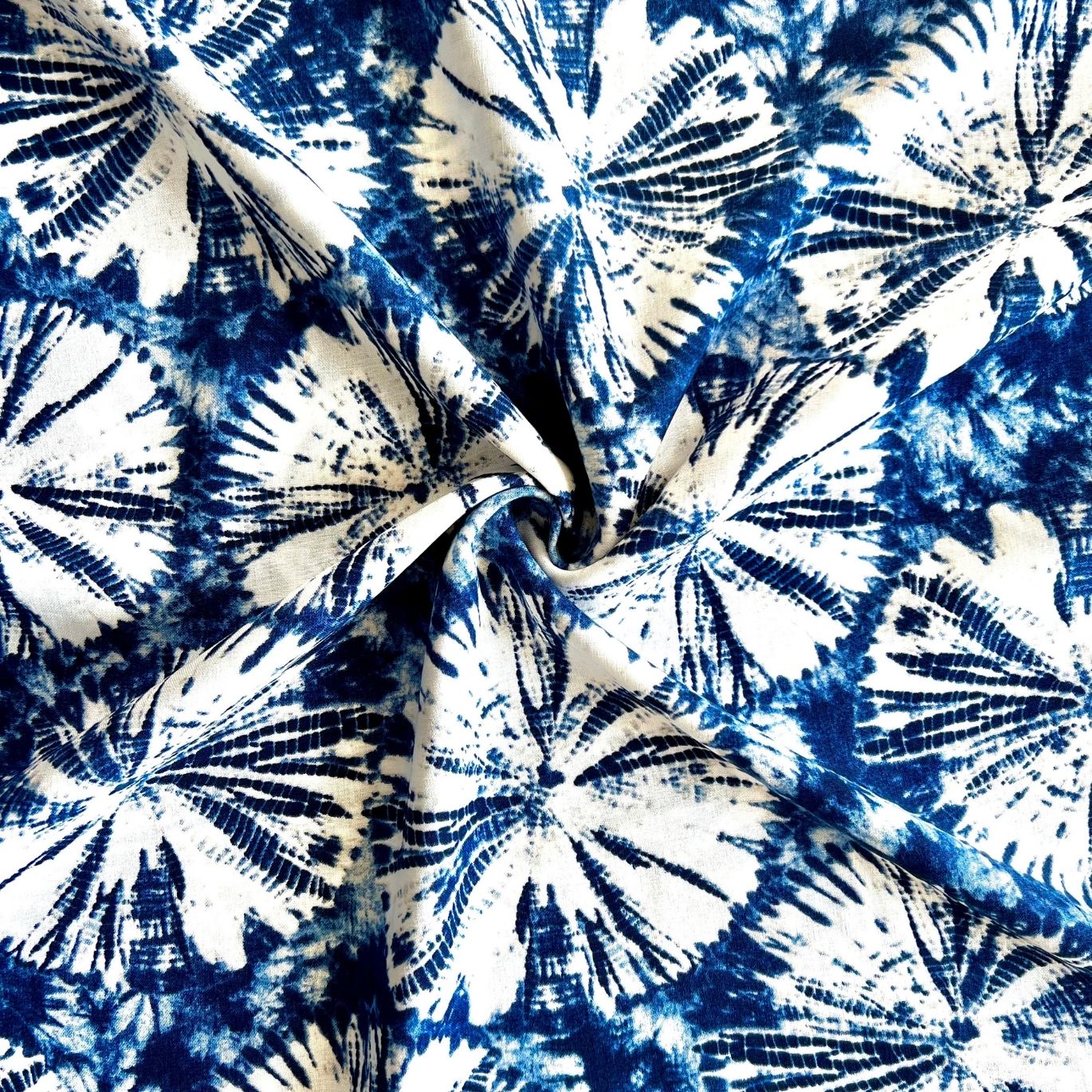 Viscose effet lin à imprimé Tie&Dye Bleu