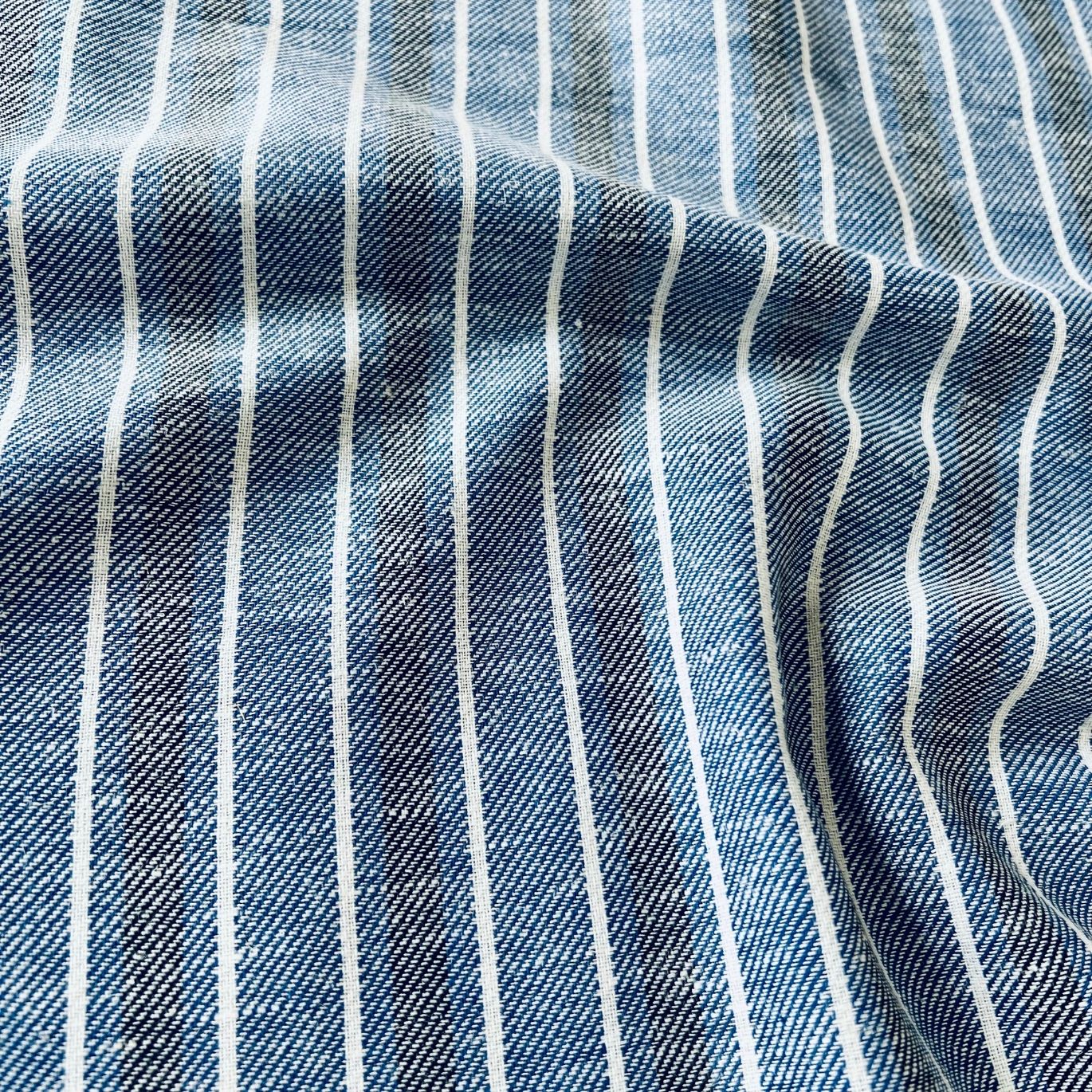 Tissu coton lin viscose à rayures bleues & noires