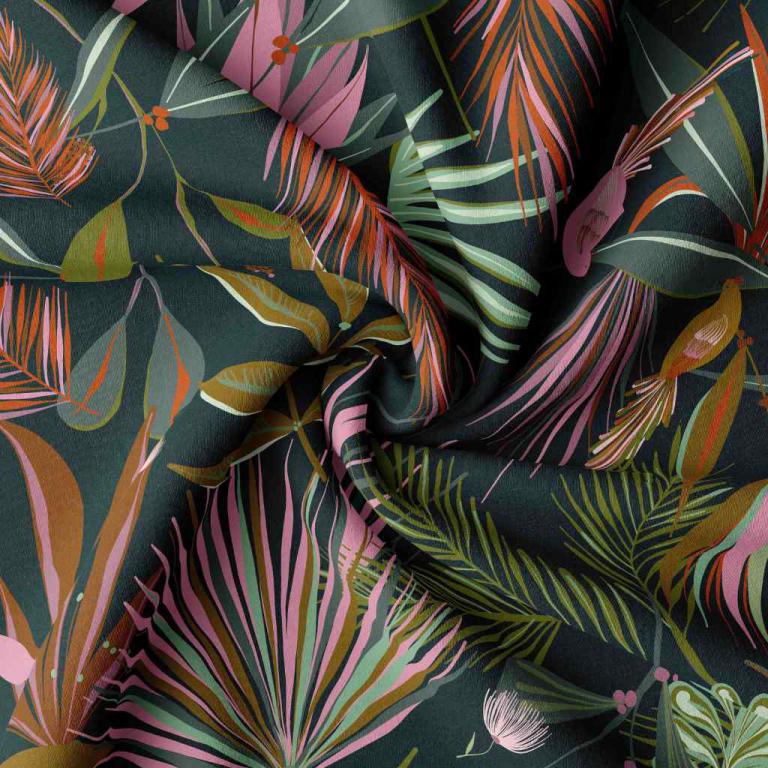Viscose "Gulfstream" Noir & Multicolore