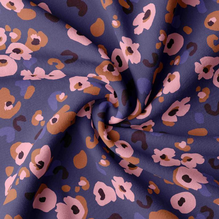 Viscose "Boya" Bleu Marine & Rose