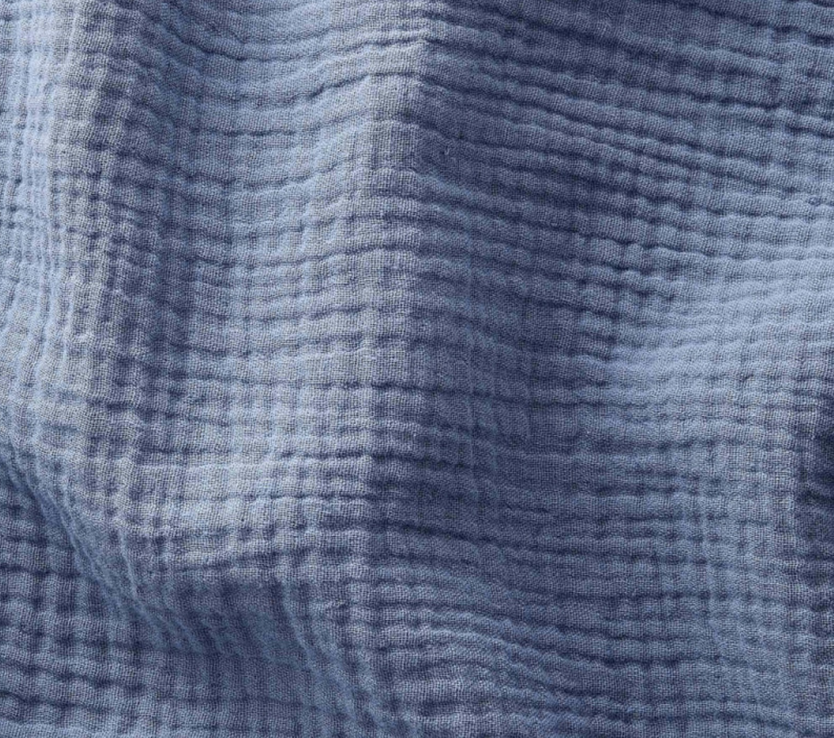 Tissu Double Gaze de Coton Bleu Jeans