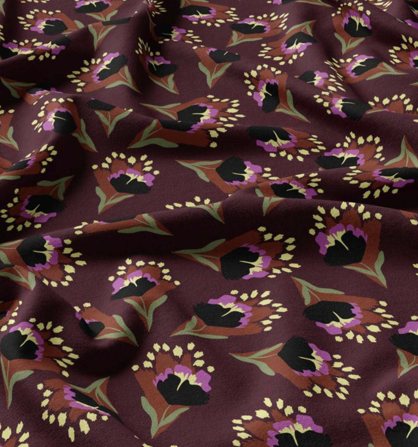 Viscose "Clover" Chocolat et Jaune