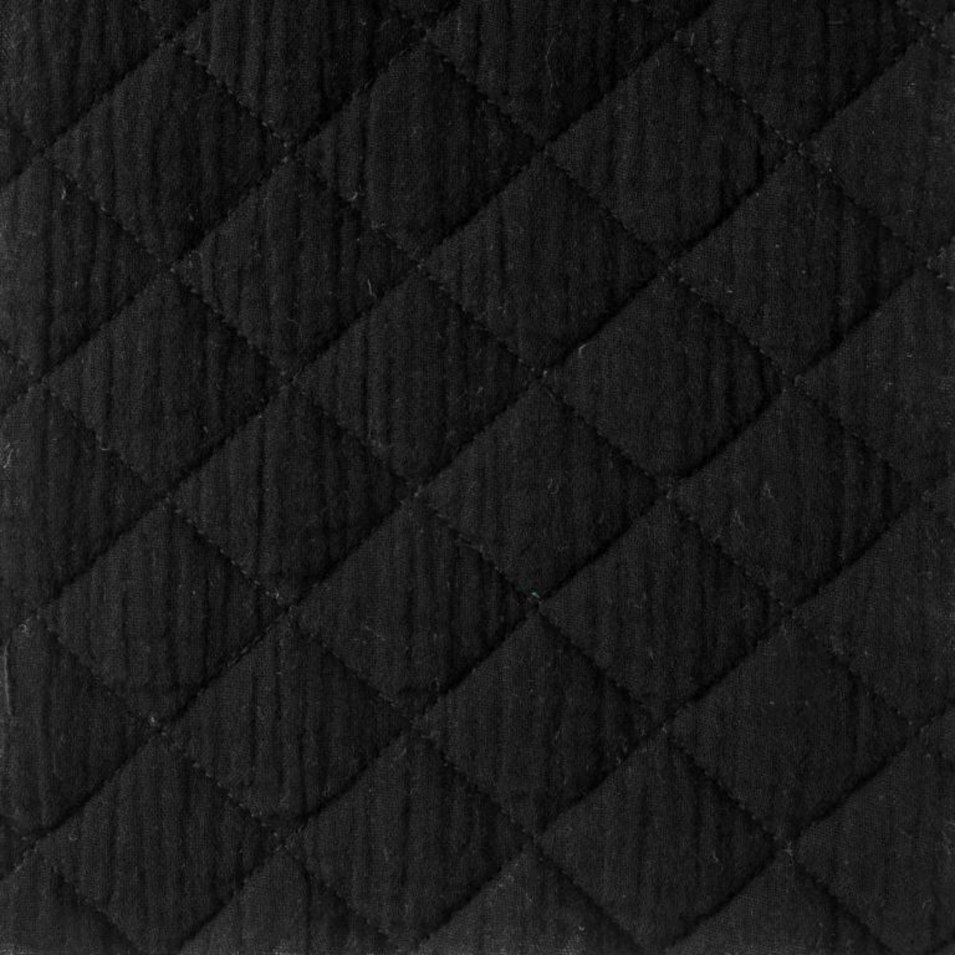 Tissu Coton Double Gaz Matelassé Carreaux Noir