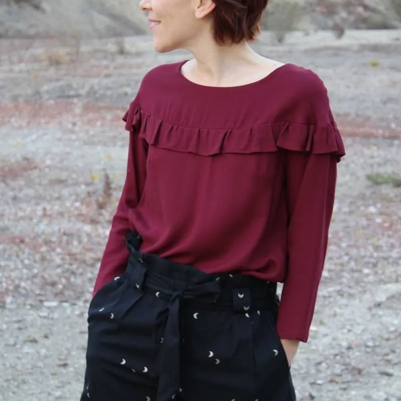 Tissu Crêpe de Viscose Bordeaux par Eglantine & Zoé