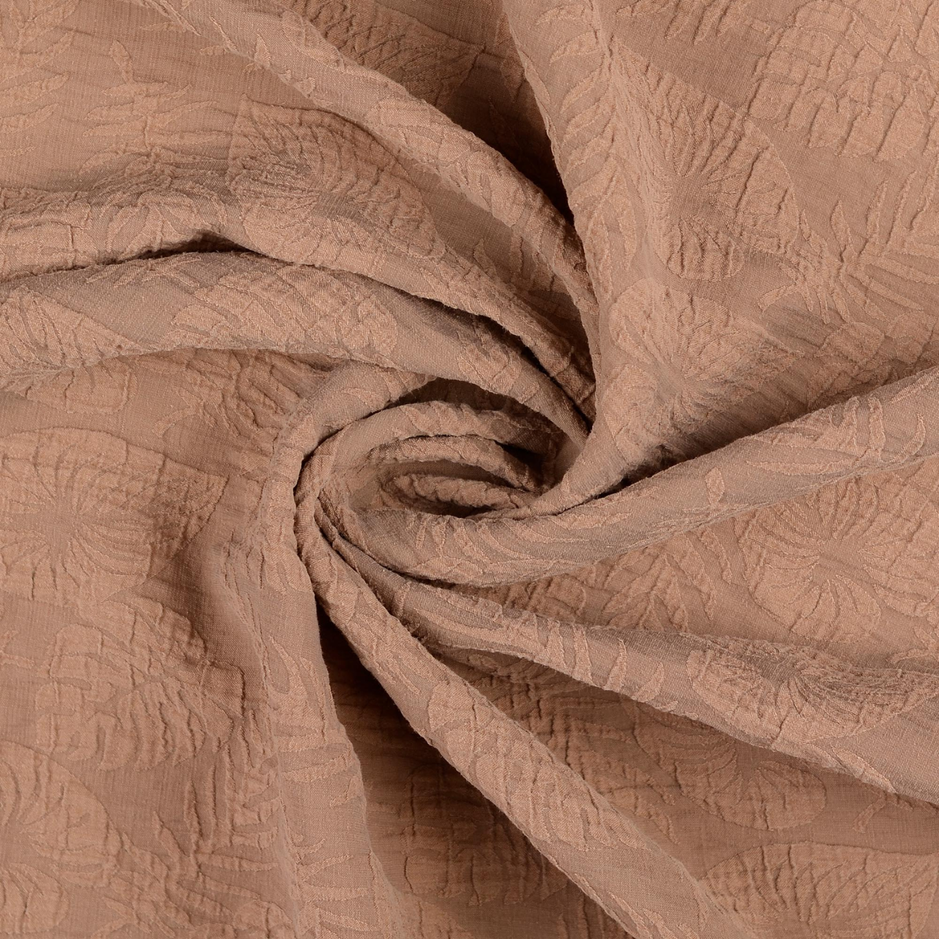 Tissus Lyocell Jacquard Feuilles Palmier Sable