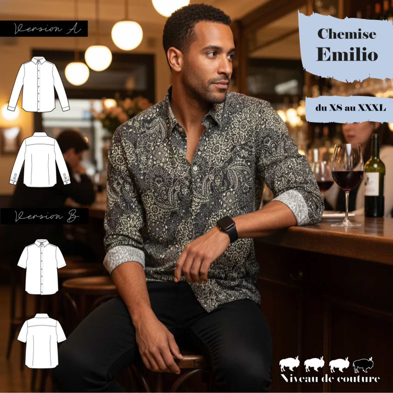 Patron Chemise Emilio de Super Bison du XS au XXXL