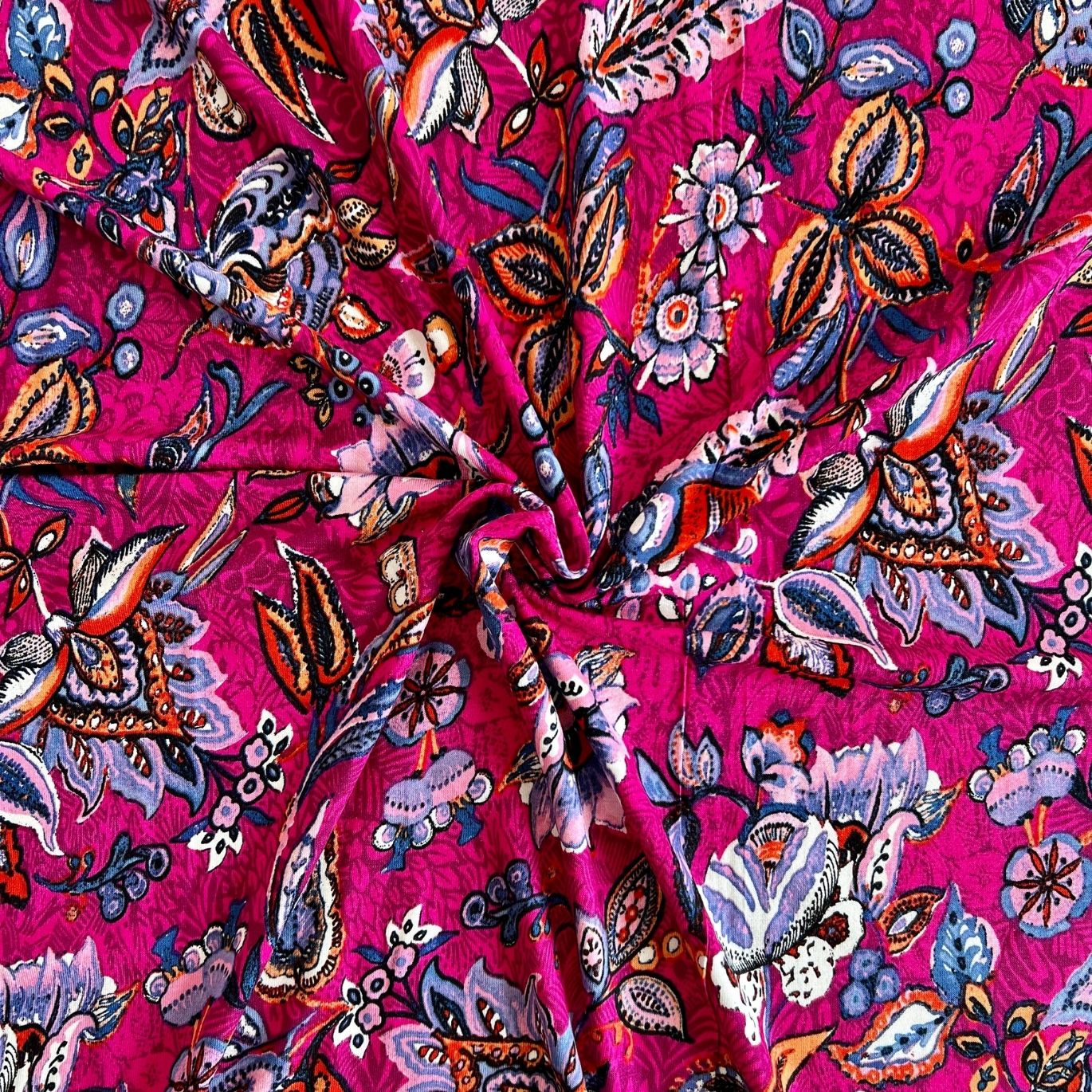 Jersey de viscose print floral Fushia