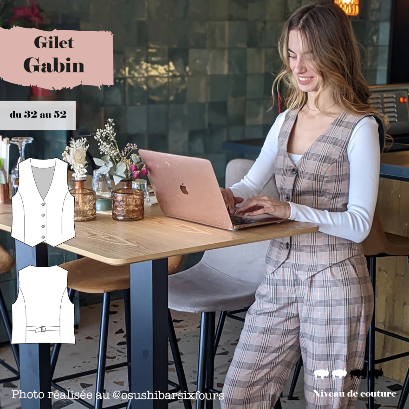 Patron Gilet Gabin de Super Bison du 32 au 52