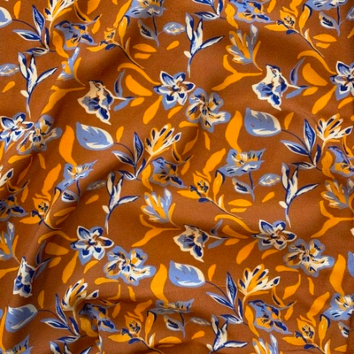 Viscose à imprimé végétal cassonade & faïence