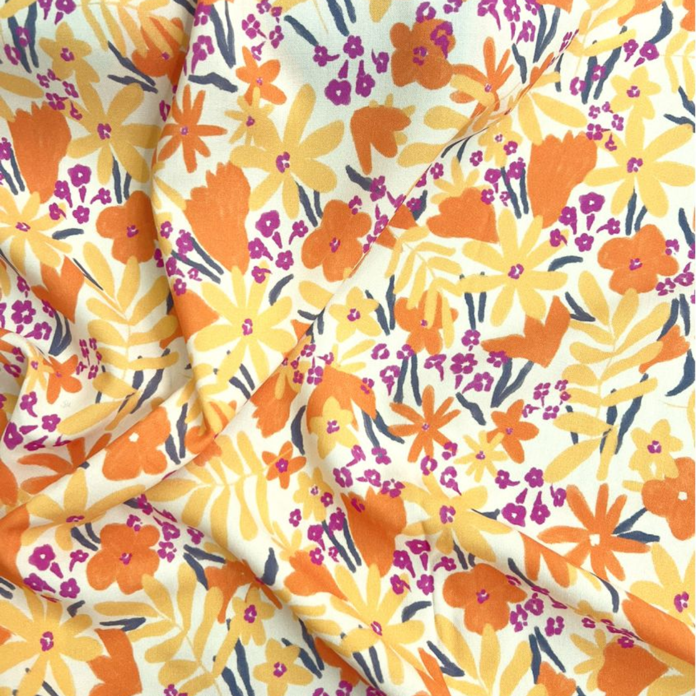 Tissu Viscose "Fleurs du Soleil" par Cousette