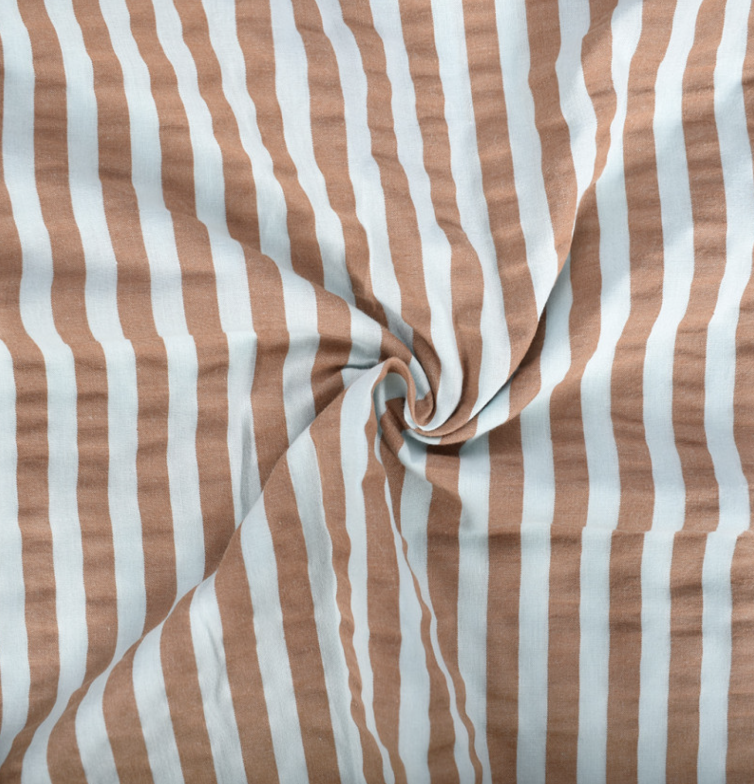 Tissu Seersucker "Tom" Menthe et Chocolat