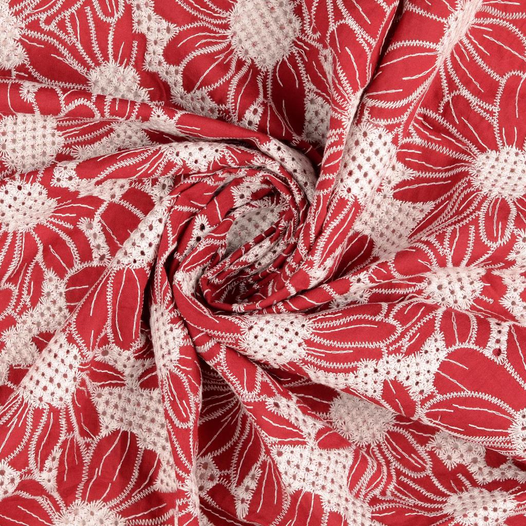 Broderie anglaise marguerite rouge
