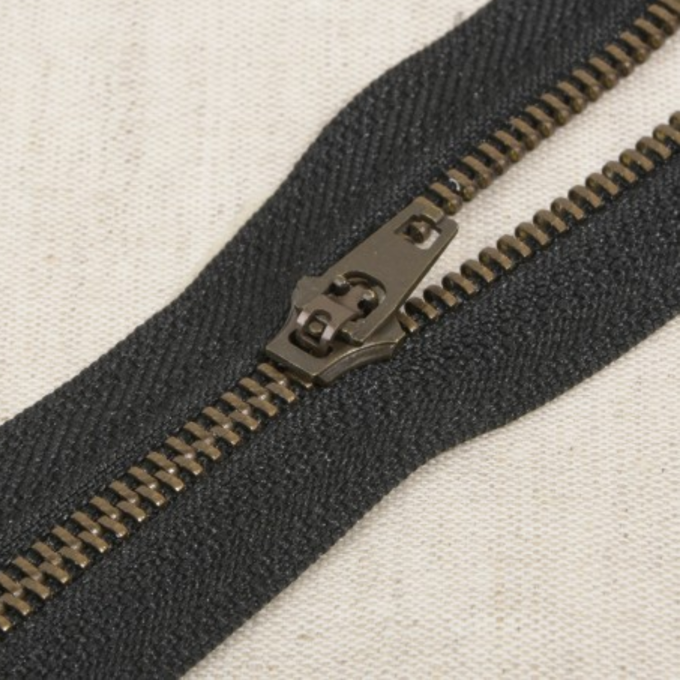 Zip Métal Bronze Non Séparable Noir 18 cm