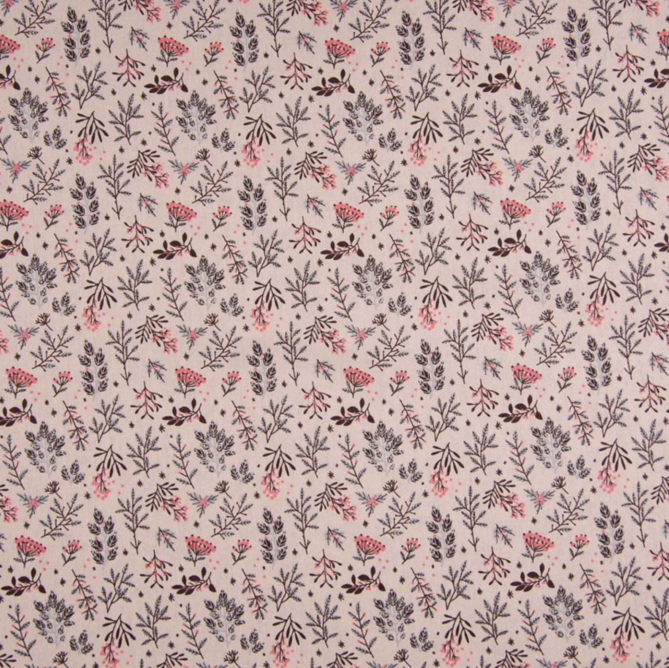 Popeline de coton Herbier Bois de Rose