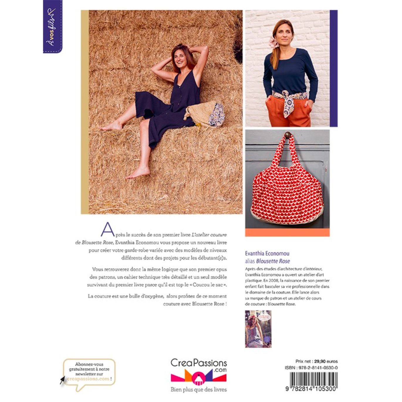 Livre Ma couture Blousette Rose Vêtements et accessoires du 34 au 48 par Evanthia ECONOMOU