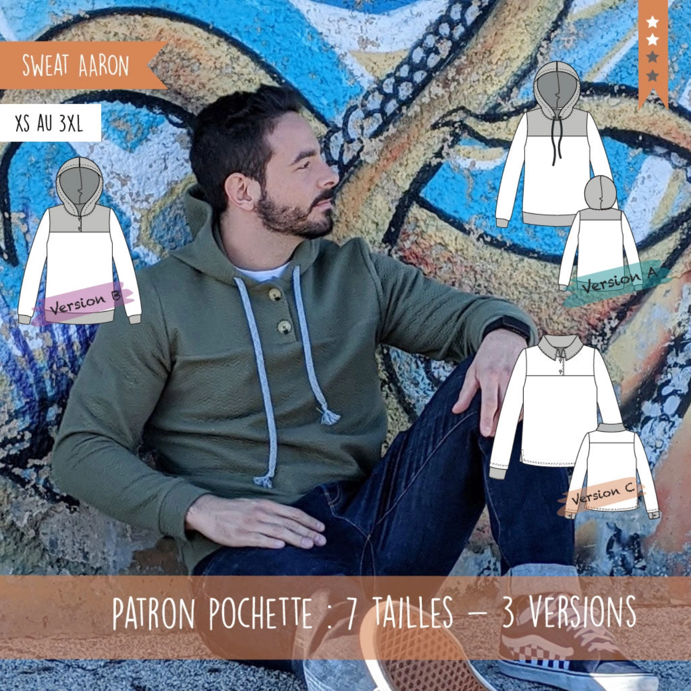 Patron Sweat Polo Aaron de Super Bison du XS au XXXL