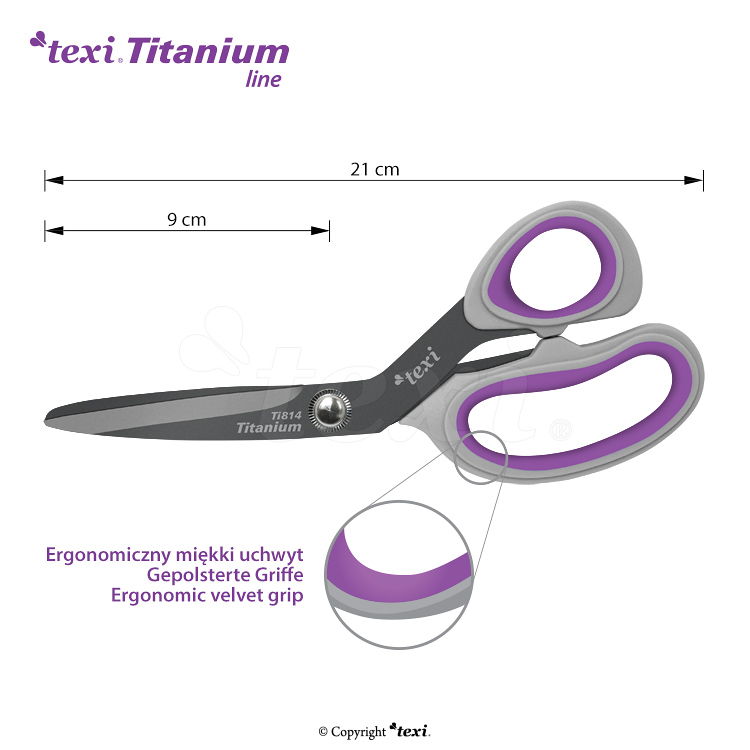 Ciseaux en titane TEXI TITANIUM Ti814 - 21 cm
