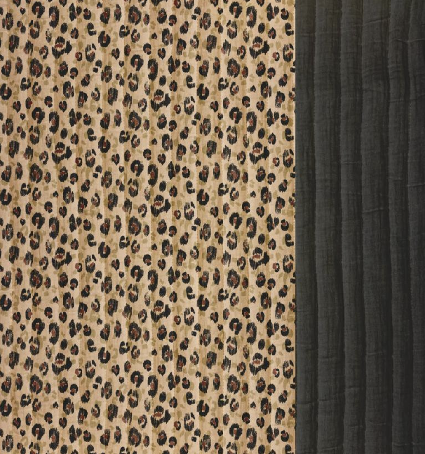 Tissu Coton Double Gaze Matelassée Vertical KARLI Beige & Noir