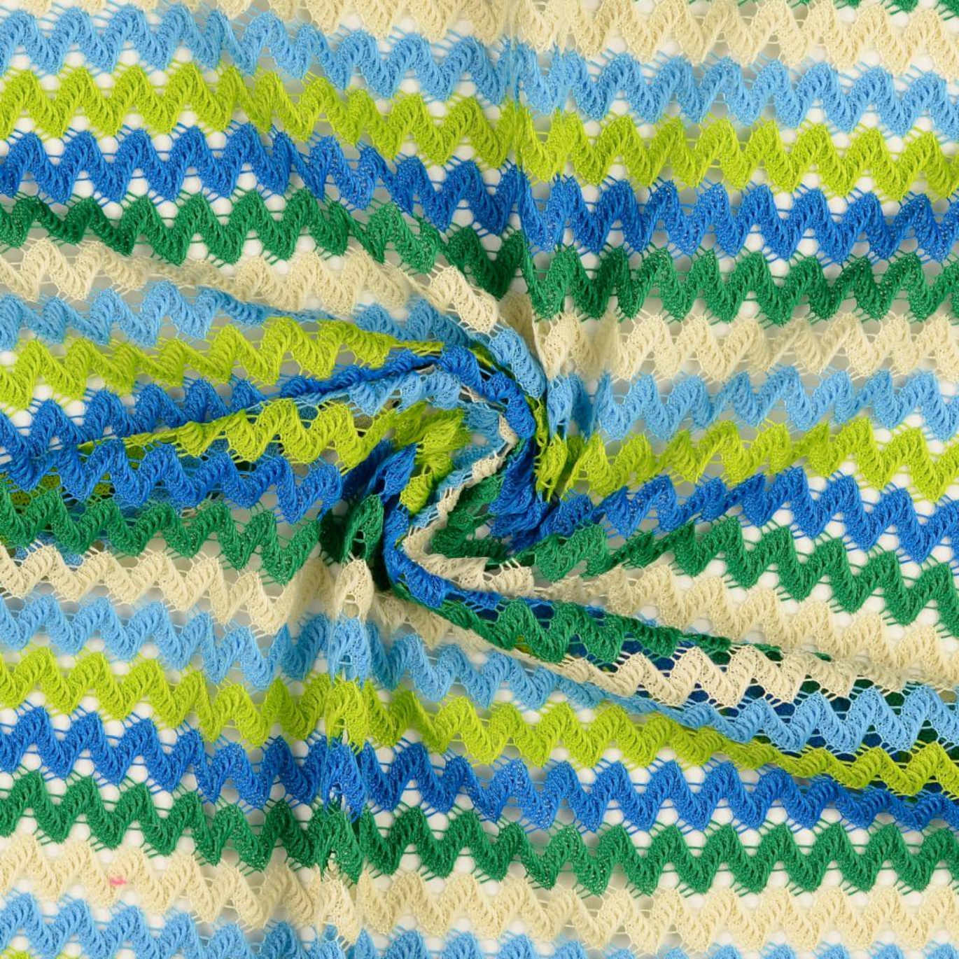 Tissu Crocheté Bleu Vert