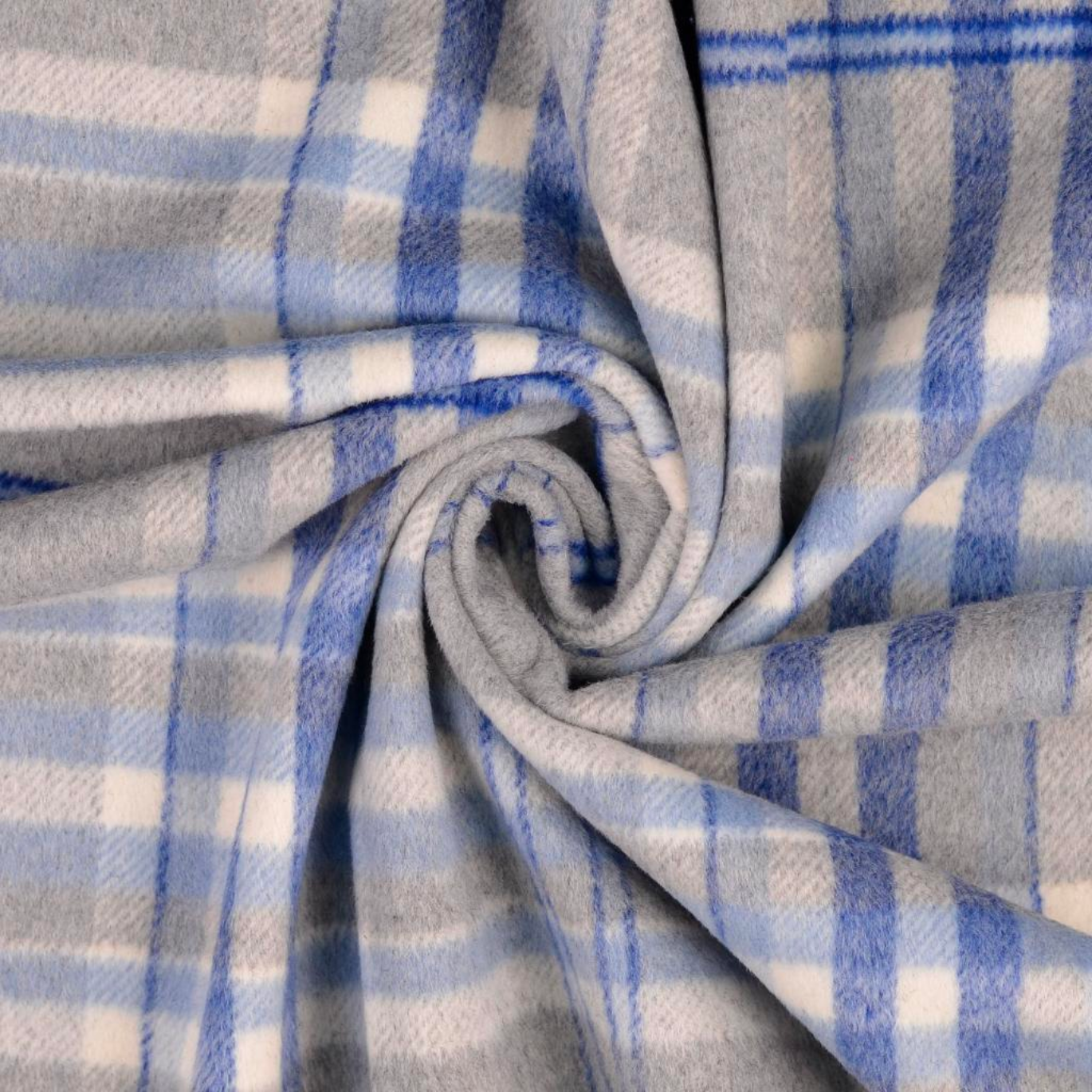 Tissus Manteau Carreaux Bleu 