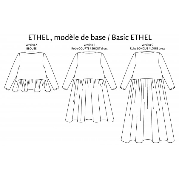 Blouse ou Robe ETHEL de P&M Pattern du 34 au 52