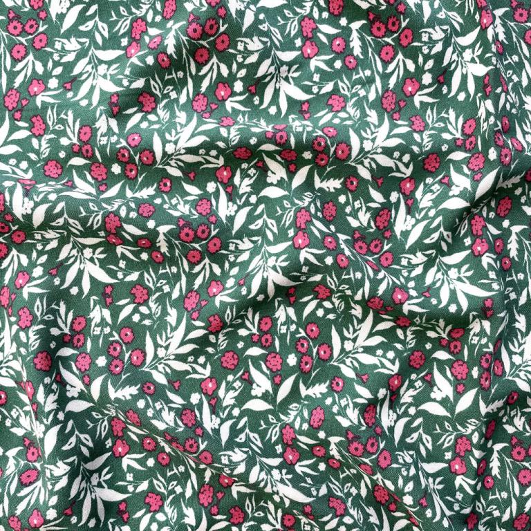 Viscose "Pukka" Vert Palmier & Magenta