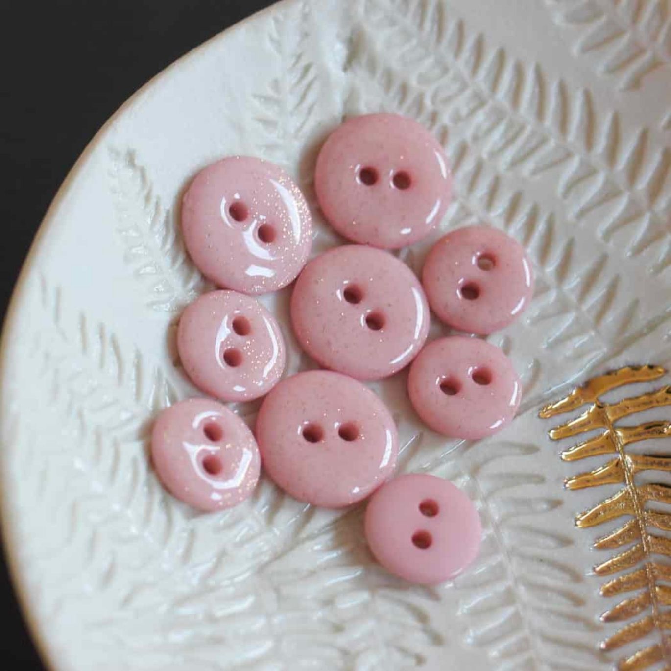 Boutons glitter deux trous Lise Tailor - 12 mm - Vieux Rose