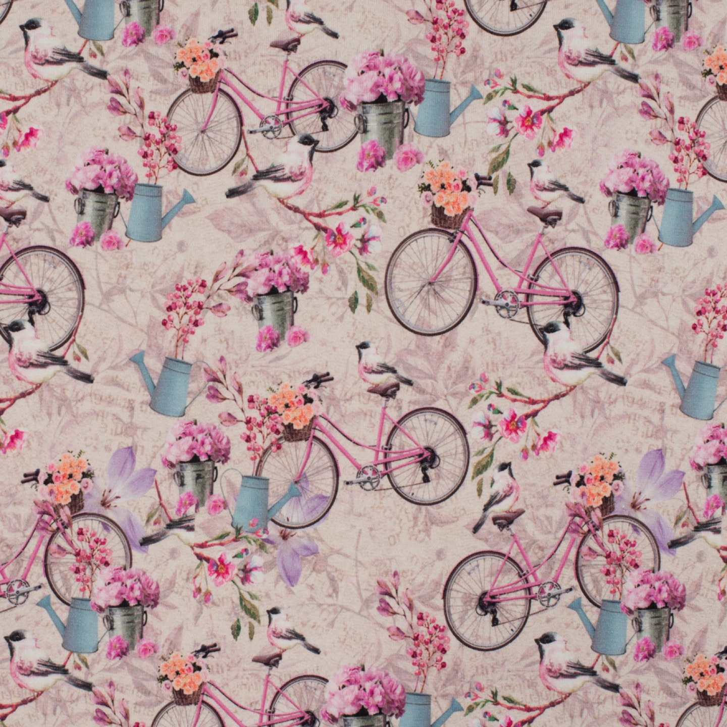 Jersey coton à imprimé vélo & pivoines