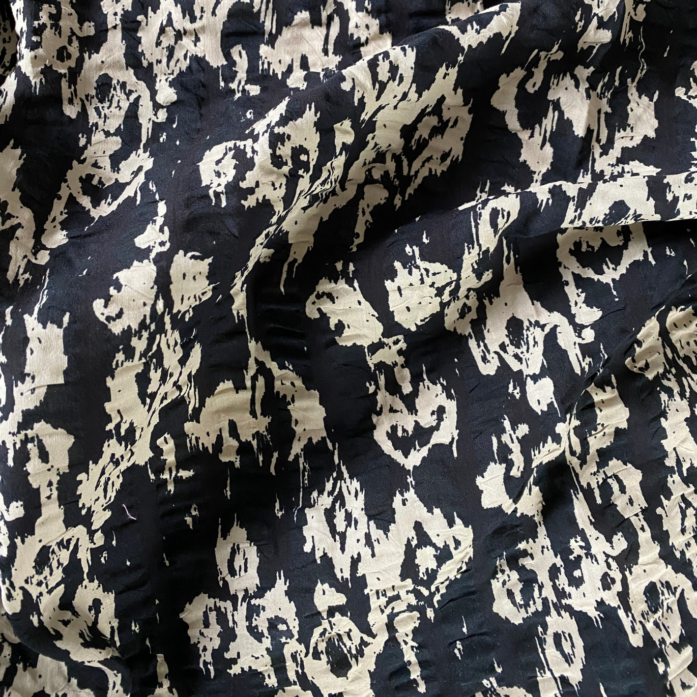 Tissu coton Seersucker Champagne & Noir