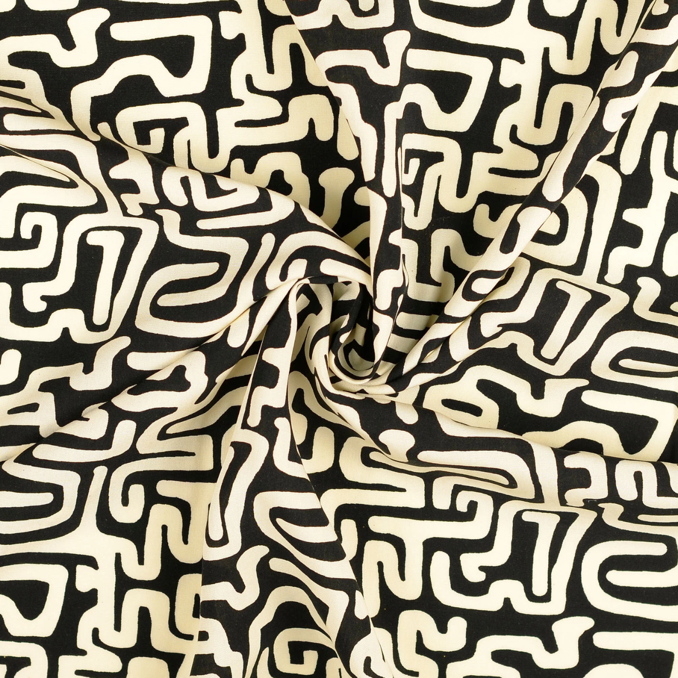 Tissu Viscose Géométrique Noir