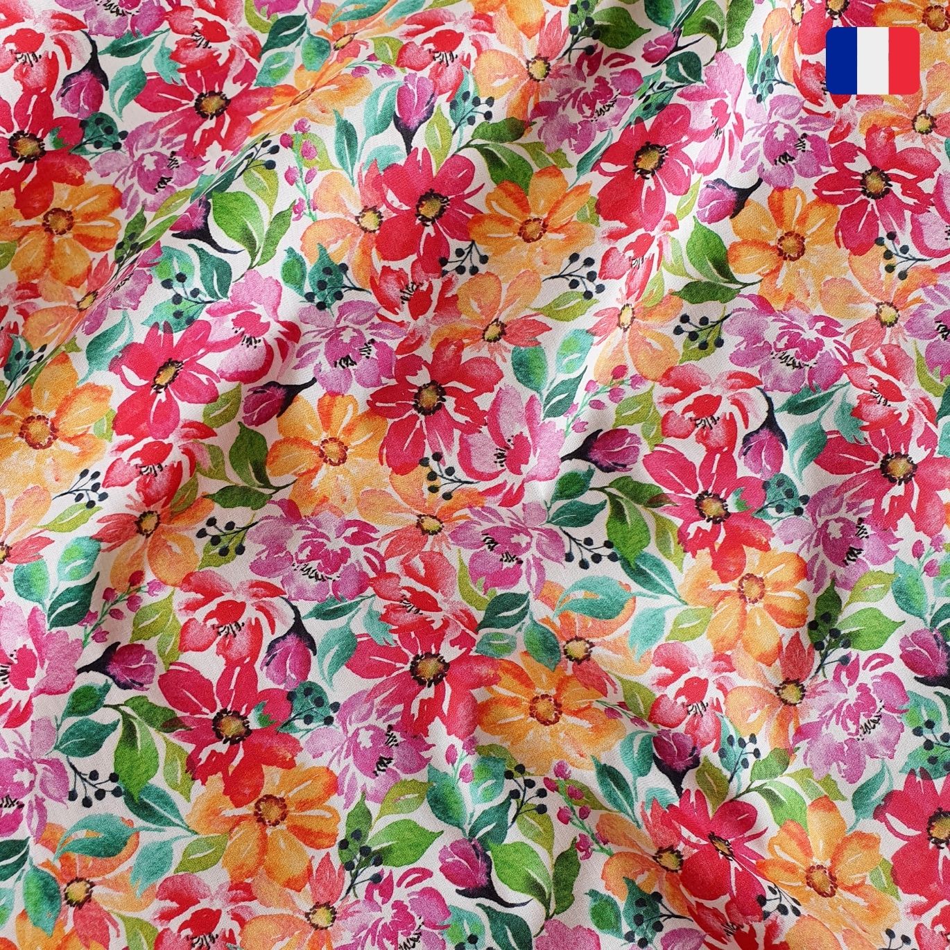 Popeline coton bio "Royaume des fleurs" - Atelier Malherbe