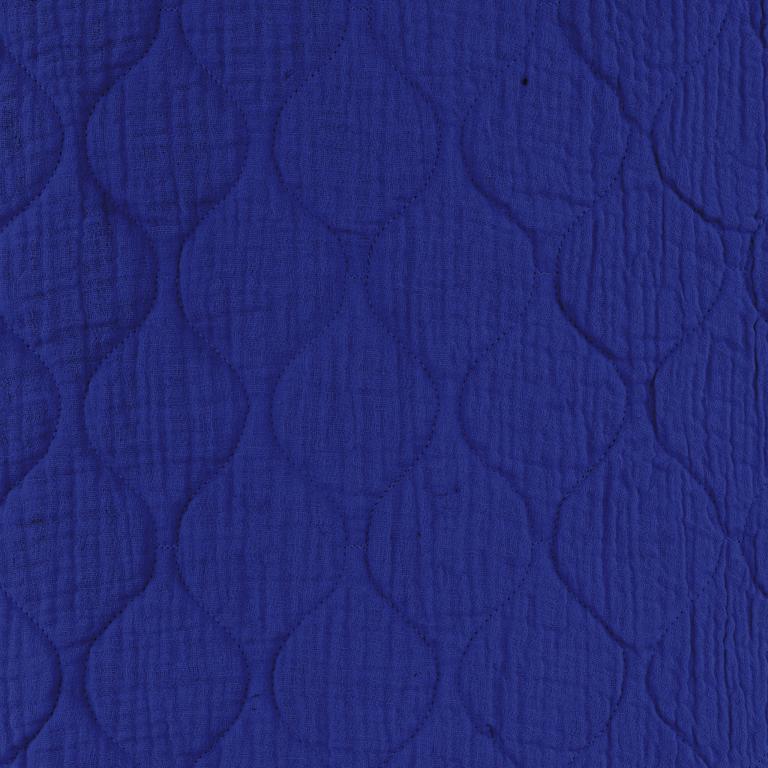 Tissu Coton Double Gaze Matelassé Wavy Bleu