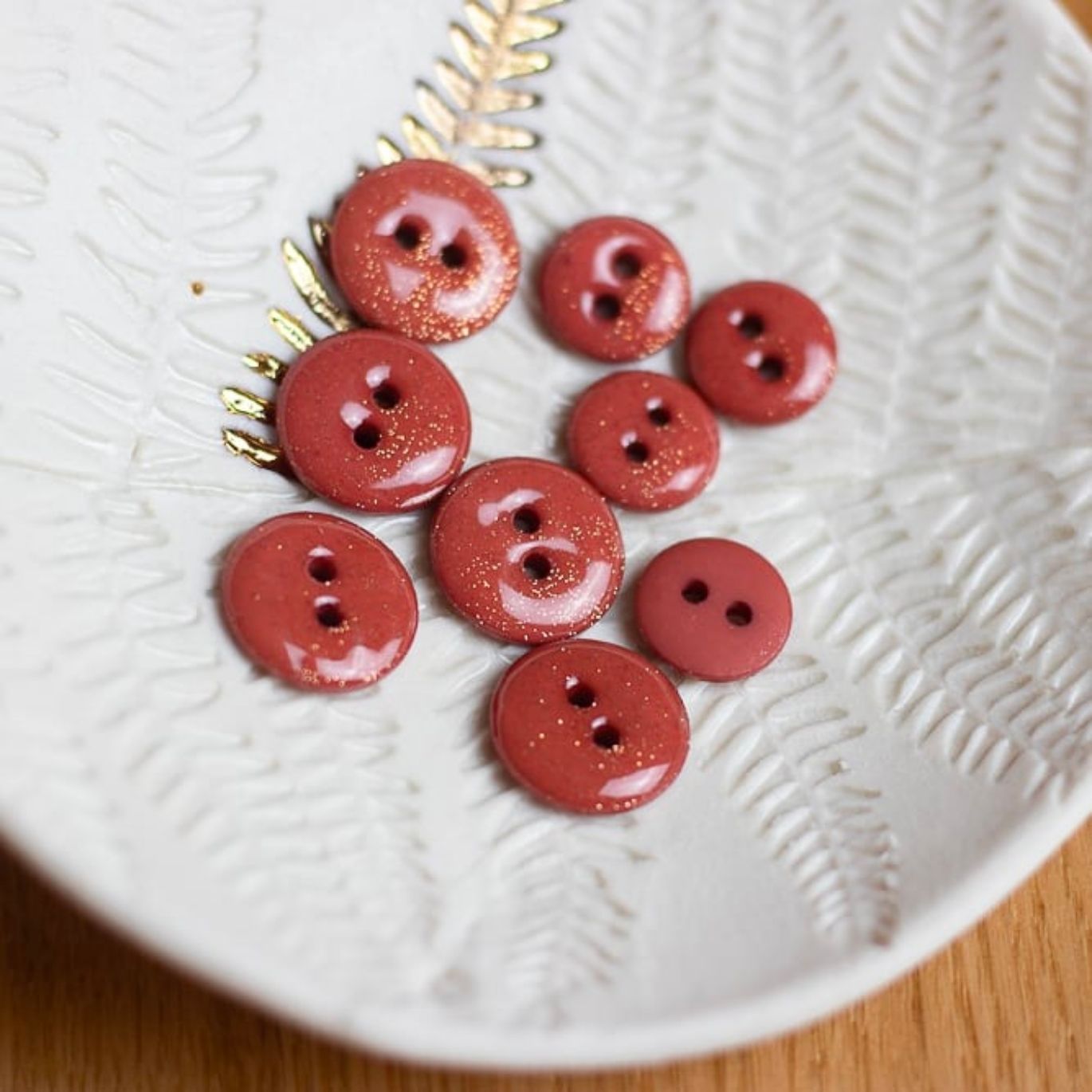 Boutons glitter deux trous Lise Tailor - 12 mm - Terracotta