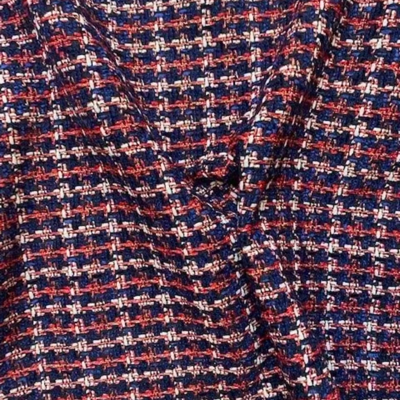 Tissu tweed marine & rouge "Oxanne" - Nuances Fabrics