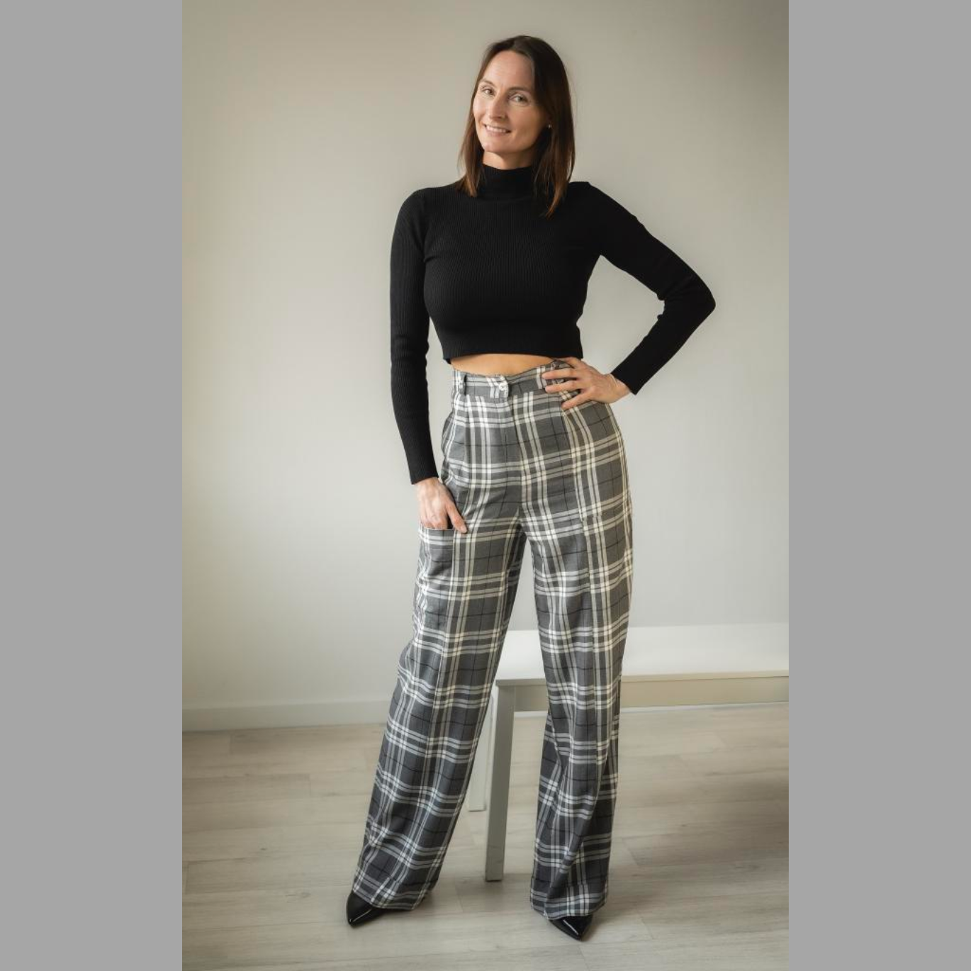 Tissus Viscose A Carreaux Gris 
