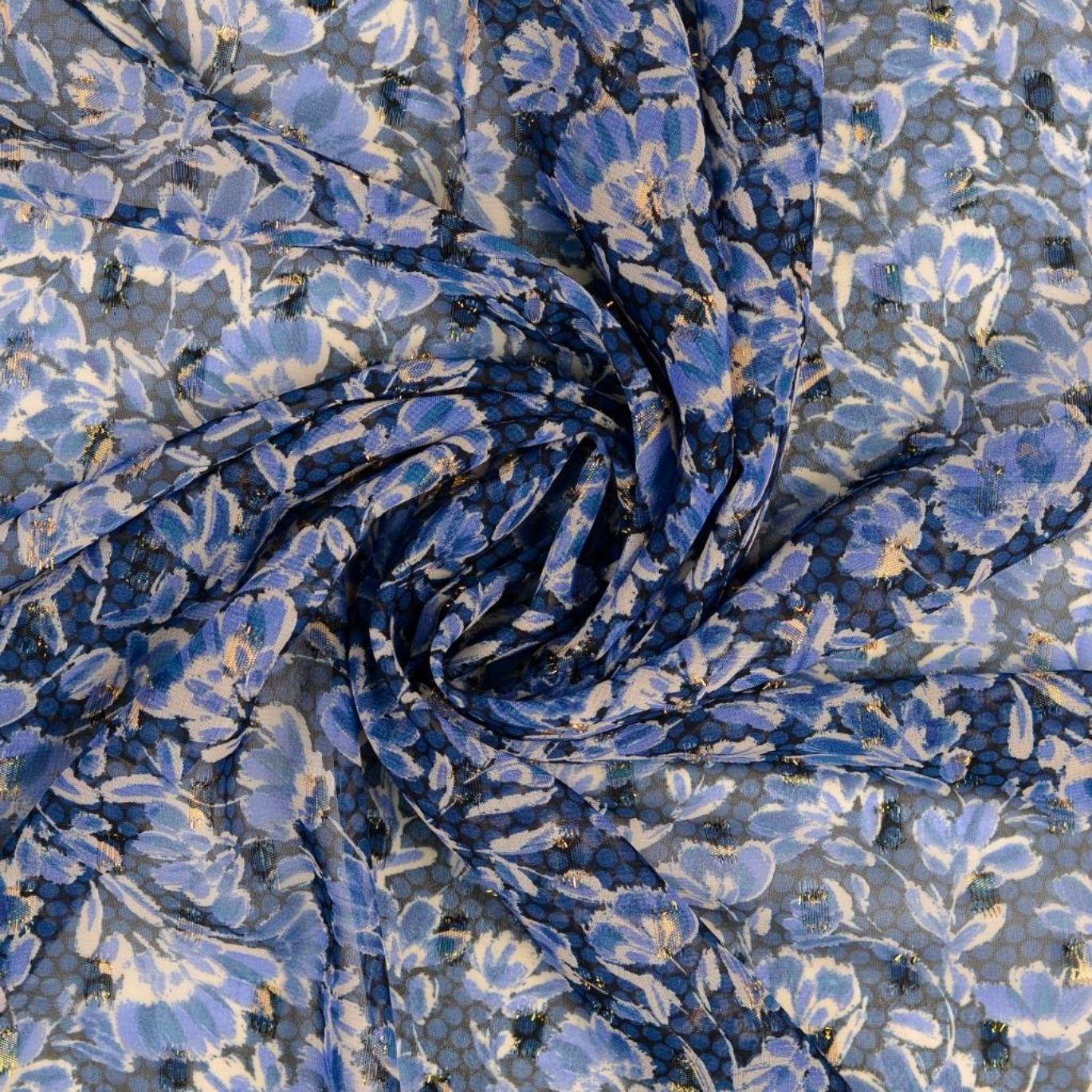 Voile de Polyester Lurex Bleu