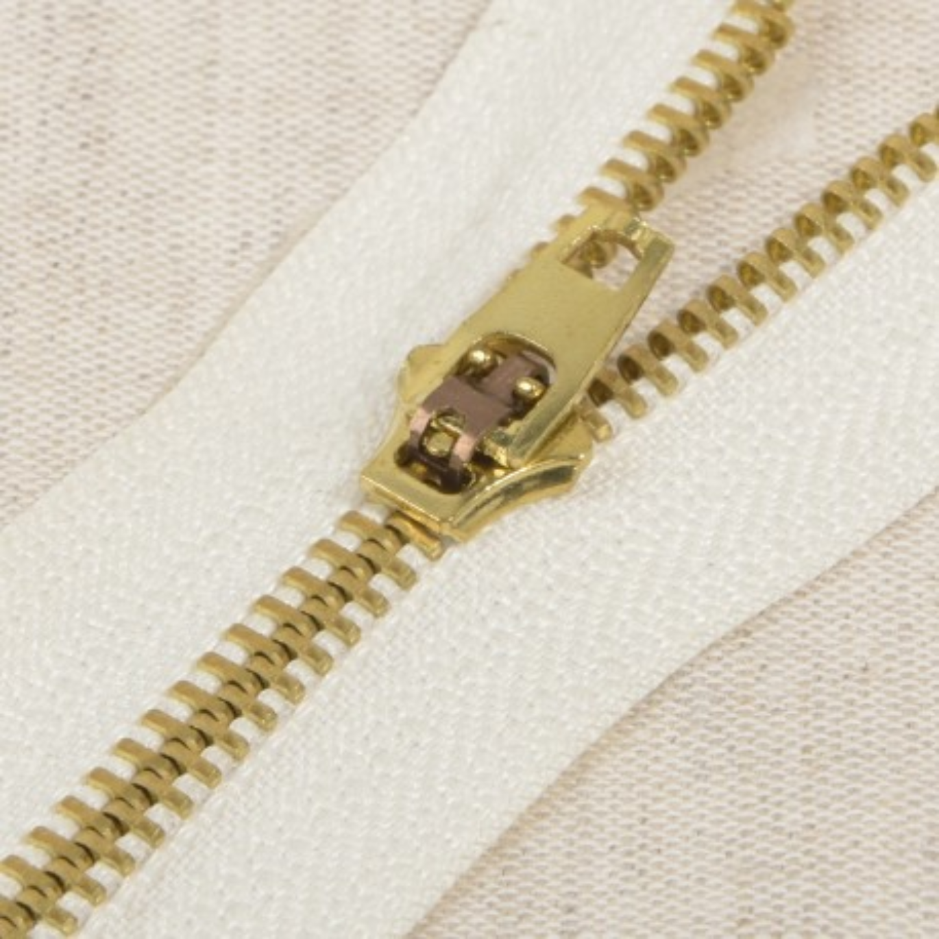 Zip Métal Bronze Non Séparable Ivoire 18 cm