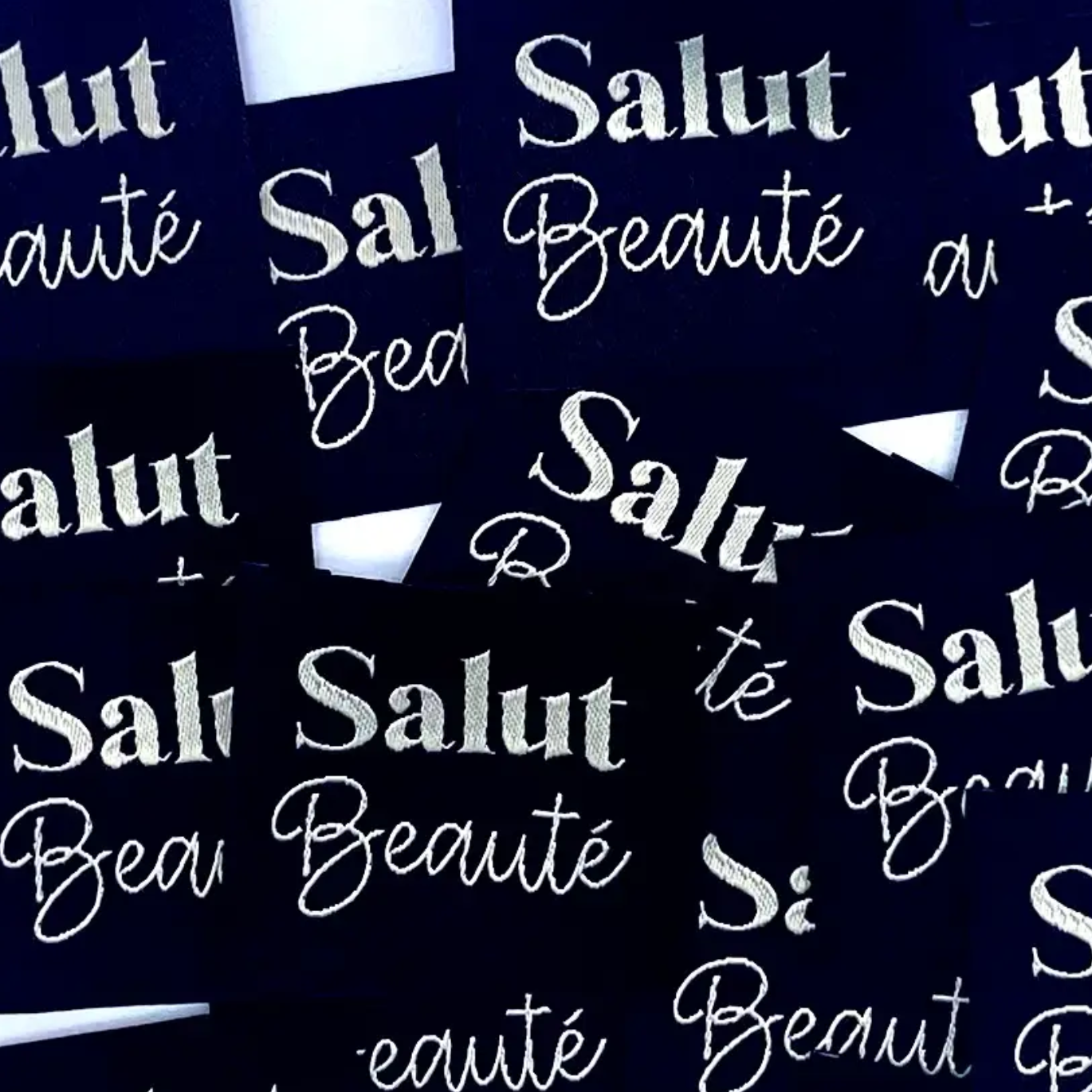 Étiquette à coudre "Salut Beauté" noir
