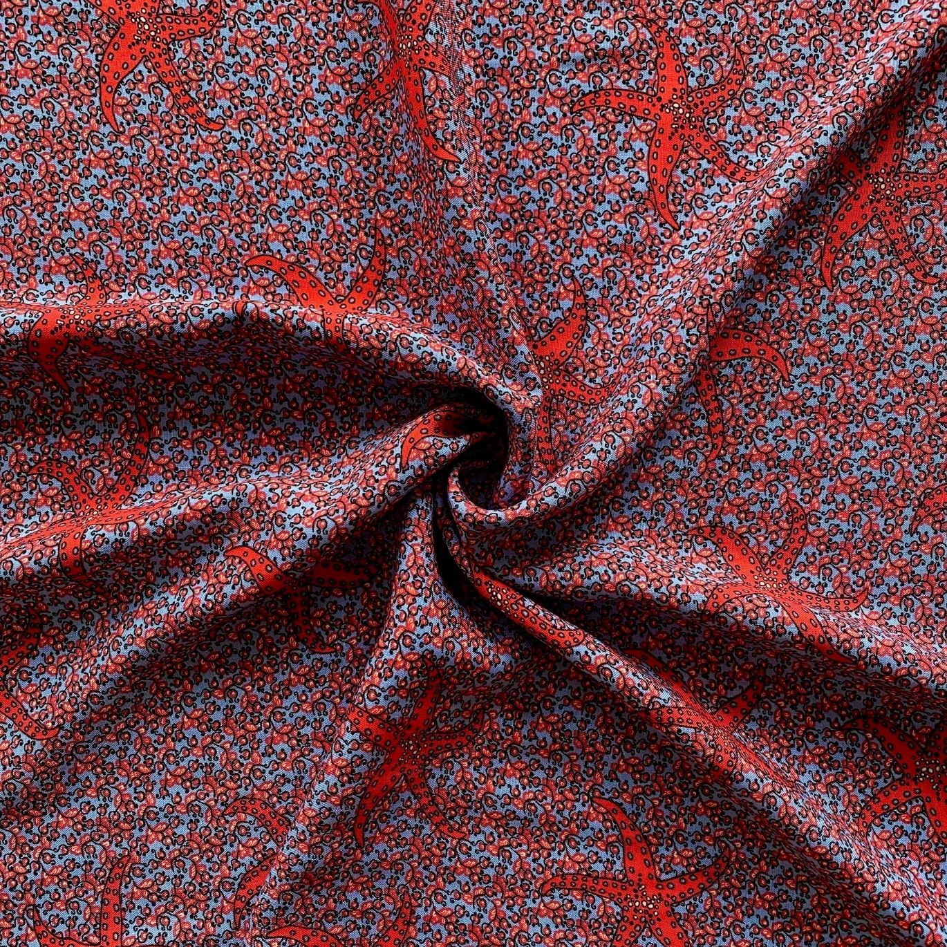 Viscose à imprimé étoile de mer ROUGE