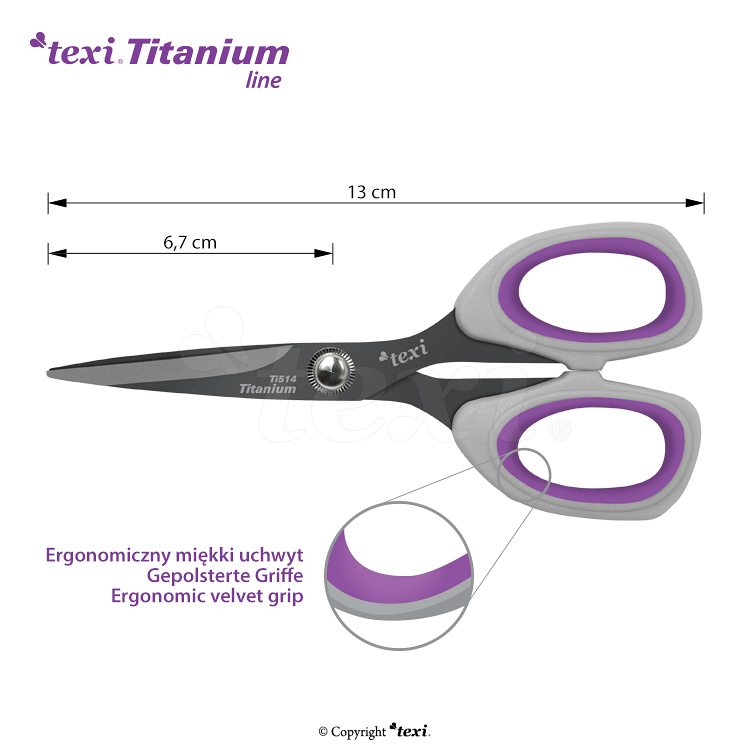 Ciseaux en titane TEXI TITANIUM Ti514 - 13 cm