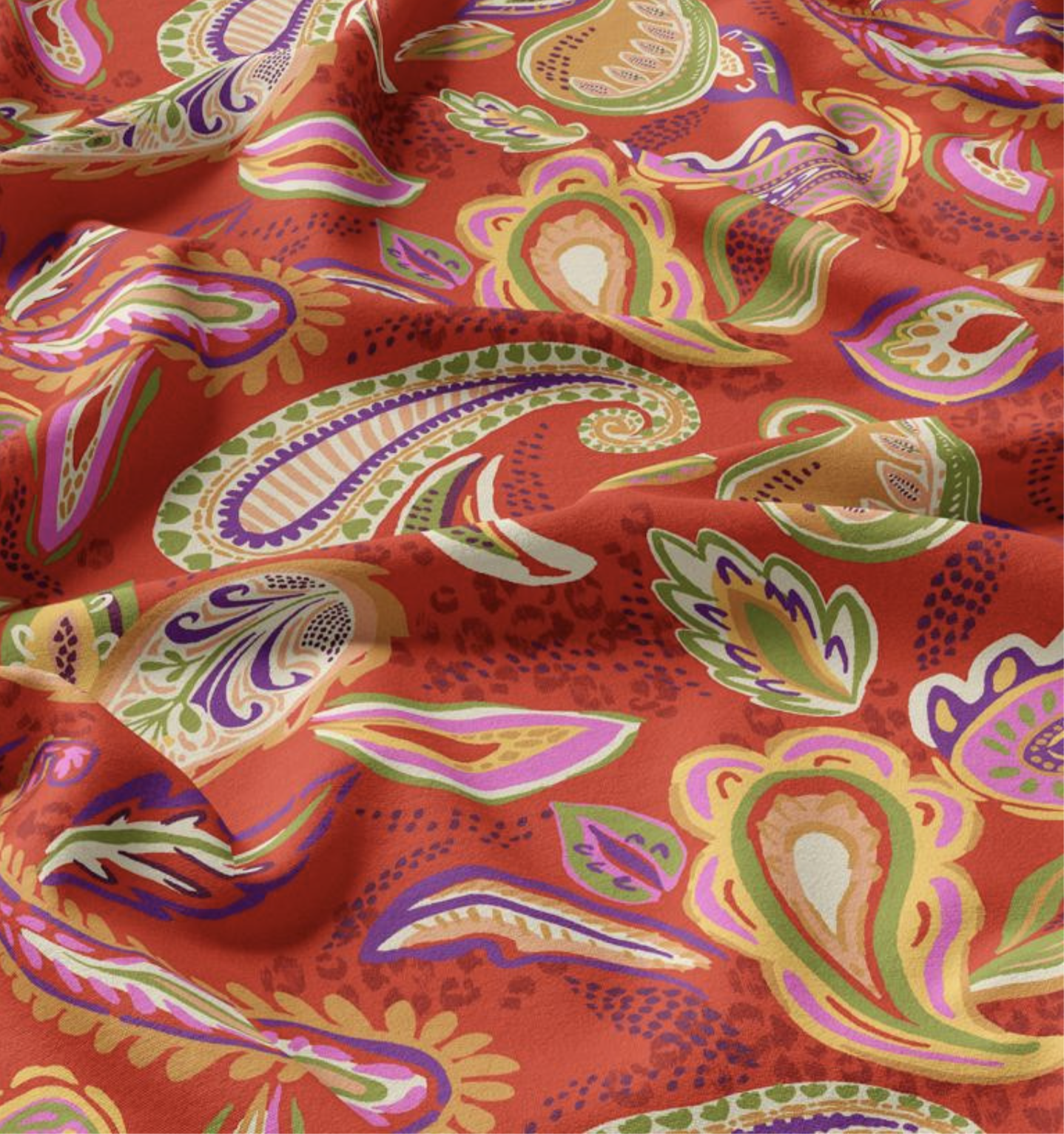 Viscose "Anjali" Vert/ Rouge