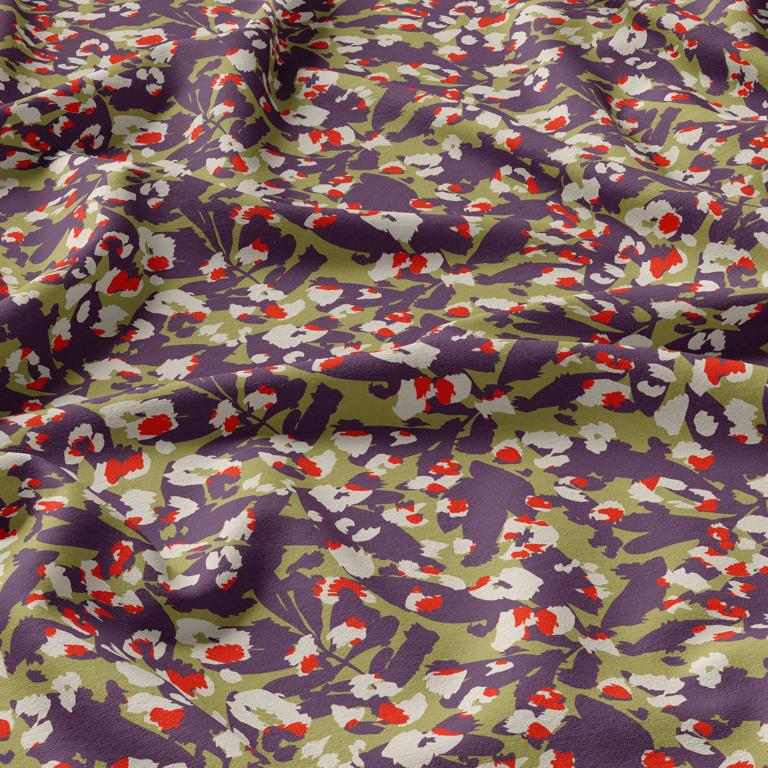 Viscose "Savarty" Olive & Rouge