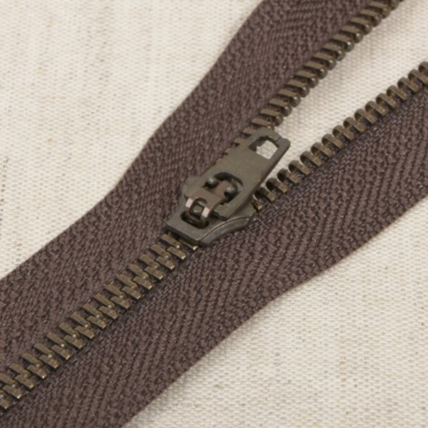 Zip Métal Bronze Non Séparable Marron 18 cm